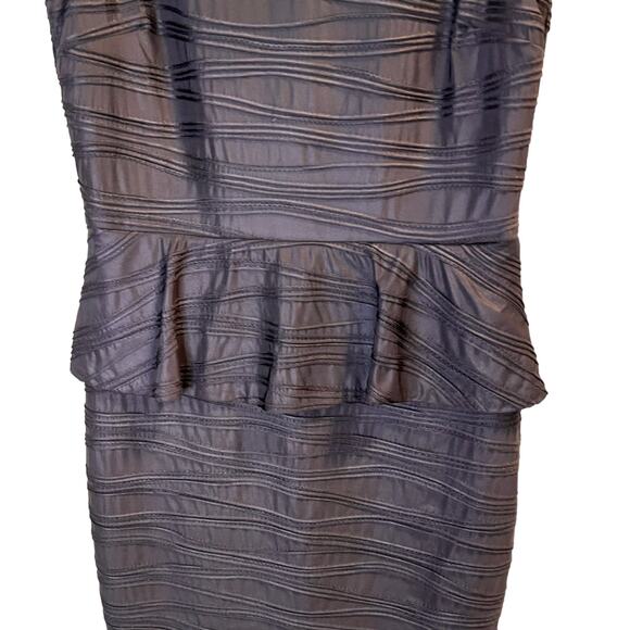 Frank Lyman Design Peplum Sheath Dress Size 10 Black Textured Striped Classic - Picture 2 of 14